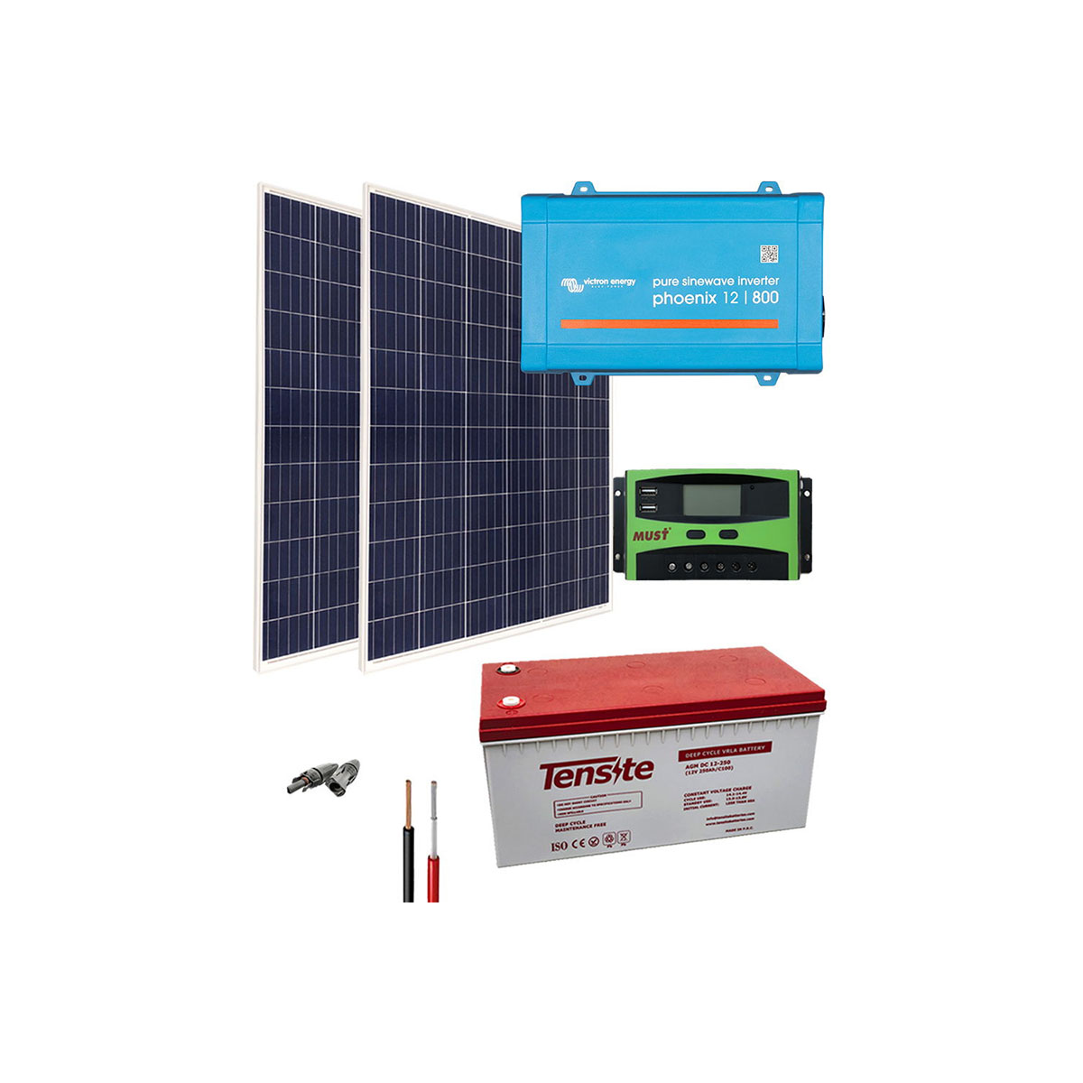 Kit Solar Fotovoltaico Aislada 600W 12V 2000Whdia - Tecsol Energy